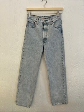 LEVI'S Ribcage Straight Ankle Jeans 26 Lightwash Blue High Rise Rigid Premium
